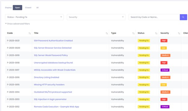 Real-time penetration testing findings dashboard